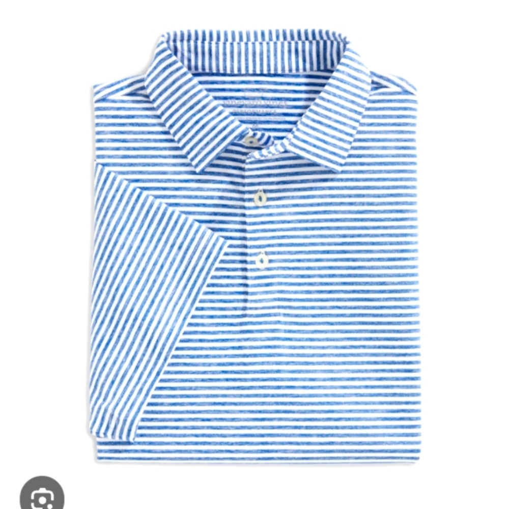 Vineyard Vines Blue and White Striped Polo Shirt